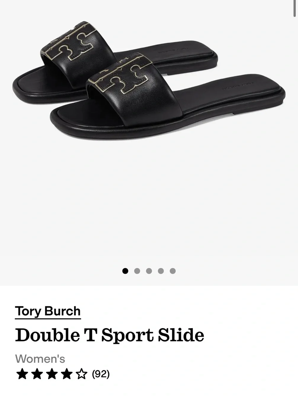 Tory Burch Black Slide Mules with Gold-Trim Logo